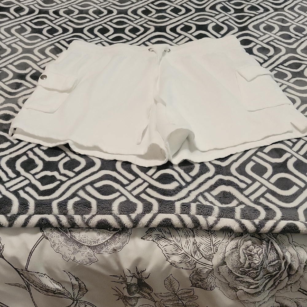 Women's White Cargo Shorts